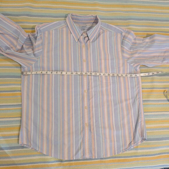 ⭐ Men's LL Bean Pastel Striped Button Up Size XL - Picture 7 of 11